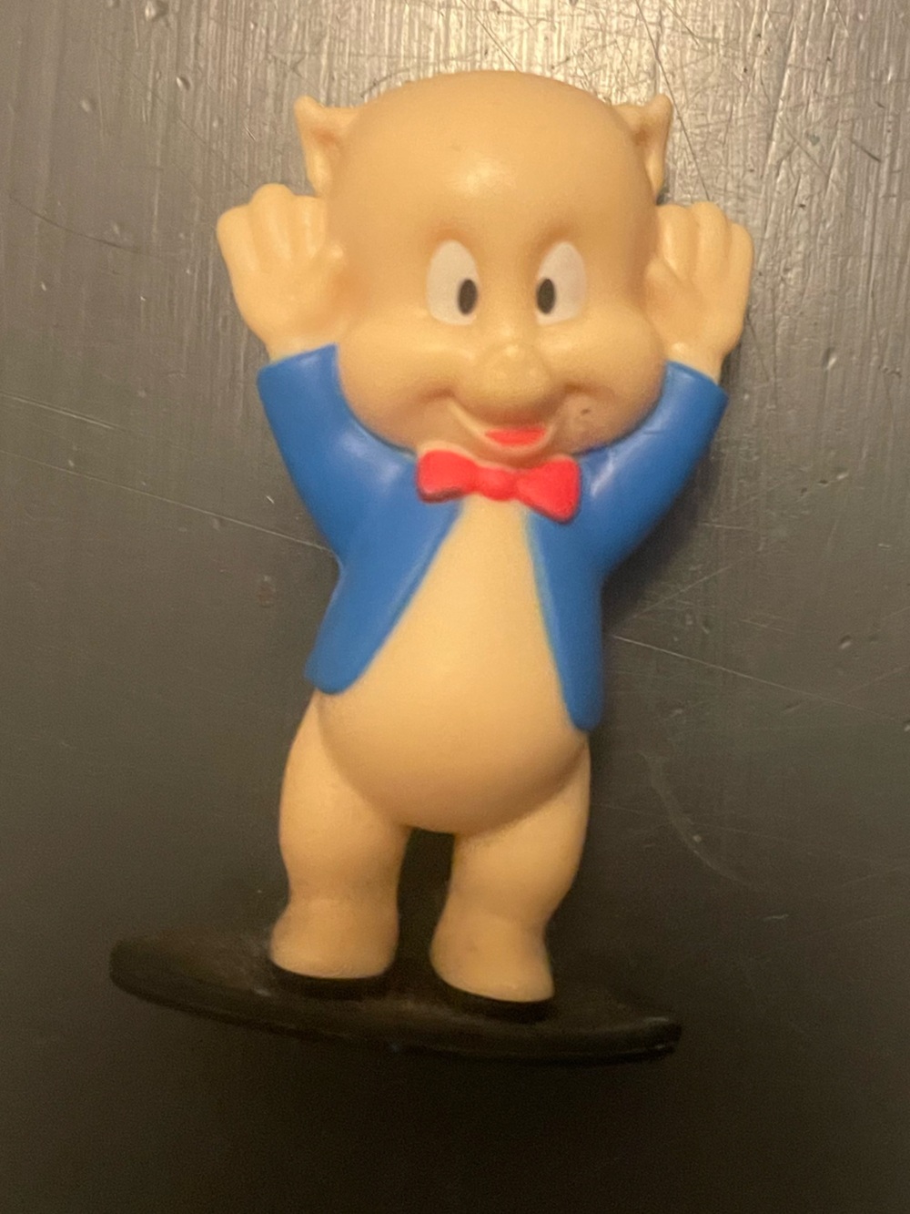 Looney Tunes Porky pig Blue-Jacket Pig Character Kids Toy Figure with Red Bow
